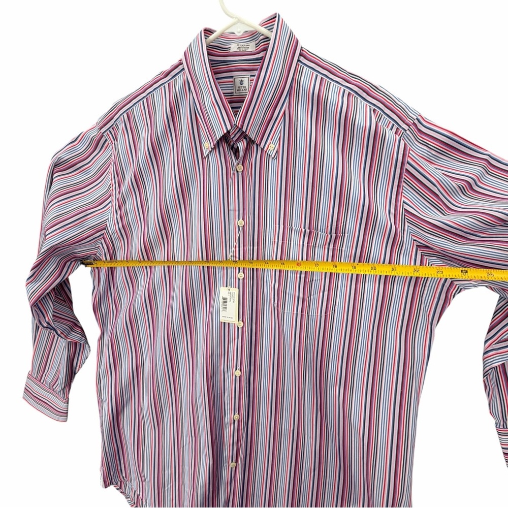 Peter Millar Multi Stripe Button Down Shirt Size 17 43 Classic Fit Cotton NWT - Picture 8 of 16